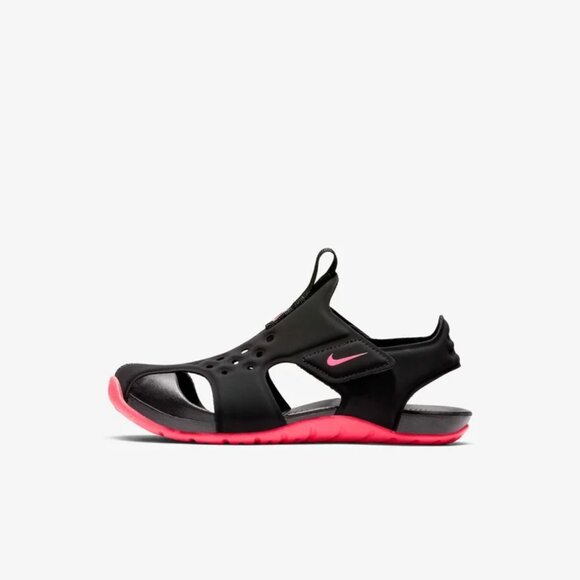 Nike Boy's Black Red Sunray Protect 2 Slip-On Casual Sandal Size 13C - Picture 1 of 8